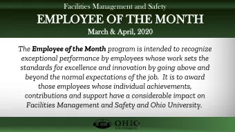 EMPL  PLOY  OYEE OF  OF THE  HE MO  MONTH  NTH  March &amp;  Marc  h &amp; Apri  pril, 2020 The