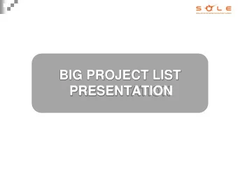 BIG PROJECT LIST  PRESENTATION  MAIN COLLECTIVE SOLAR  INSTALLATIONS MADE BY SOLE  Name  Collectors