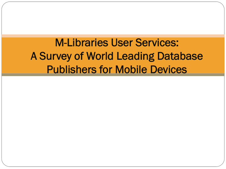 m l libraries us user s services a s survey o y of w