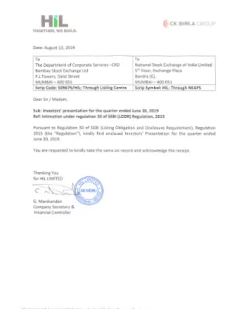 HIL @ CK BIRLA zyxwvutsrqponmlkihgfedcbaYUTSRPONMLJIHGFEDCBA  GROUP  TOGETHER,  WE BUILD.  Date: