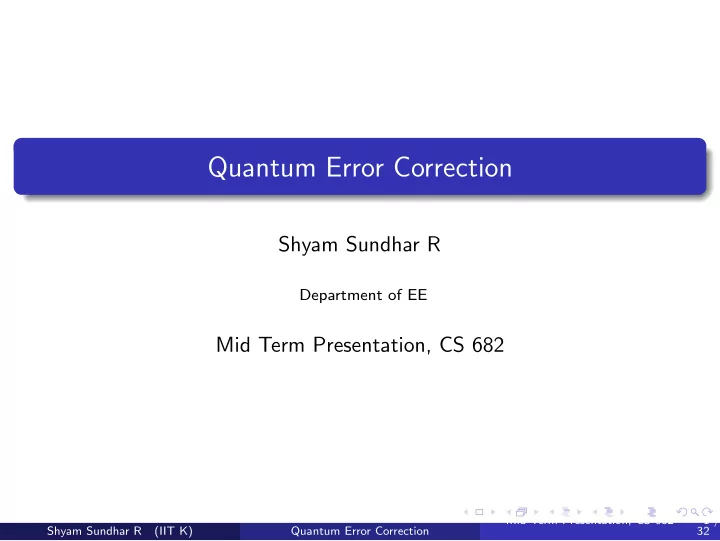 quantum error correction