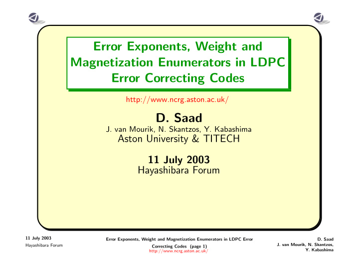 error exponents weight and magnetization enumerators in