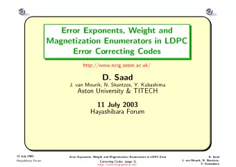 Error Exponents, Weight and  Magnetization Enumerators in LDPC  Error Correcting Codes