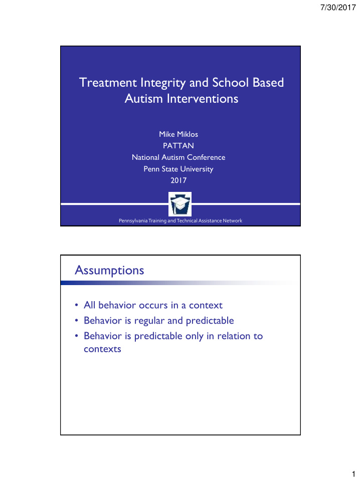 treatment integrity and school based autism interventions