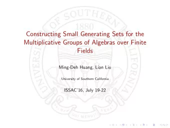 Constructing Small Generating Sets for the  Multiplicative Groups of Algebras over Finite  Fields