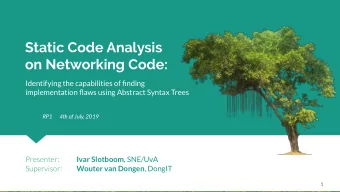 Static Code Analysis  on Networking Code:  Identifying the capabilities of finding  implementation