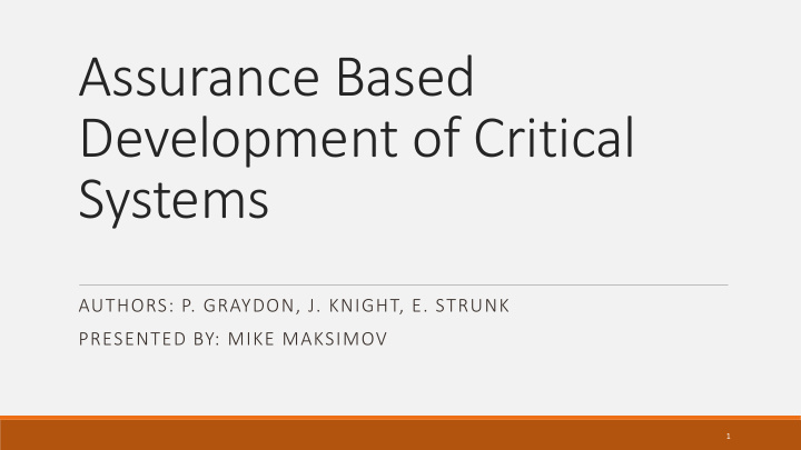 development of critical systems