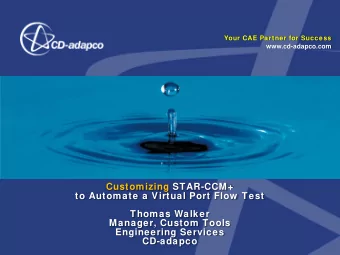 Customizing STAR-CCM+  to Automate a Virtual Port Flow  Test  Thomas Walker  Manager, Custom Tools
