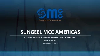 SUNGEEL MCC AMERICAS  NY-BEST ENERGY STORAGE INNOVATION CONFERENCE  R O C H E S T E R ,  N Y O C TO