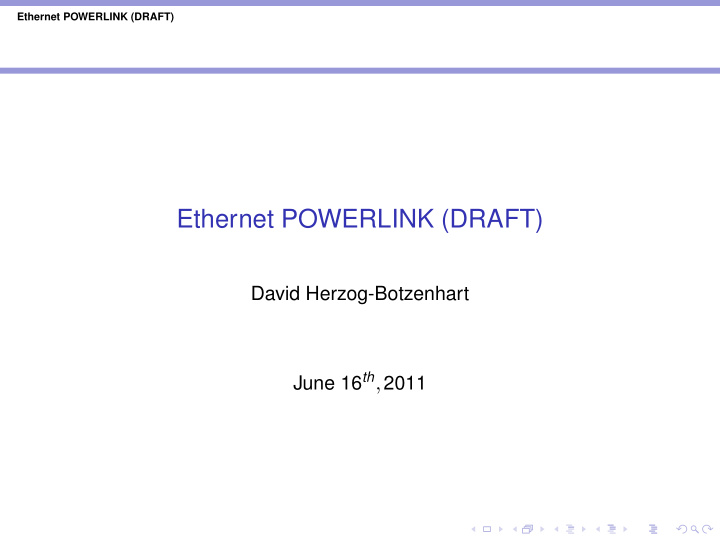 ethernet powerlink draft