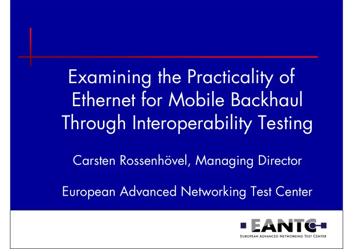 examining the practicality of ethernet for mobile