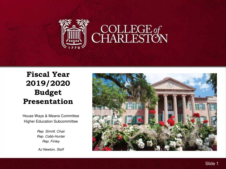 fiscal year 2019 2020 budget presentation