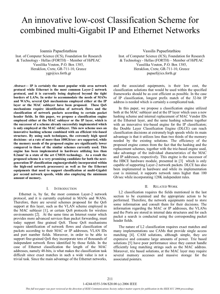 an innovative low cost classification scheme for combined