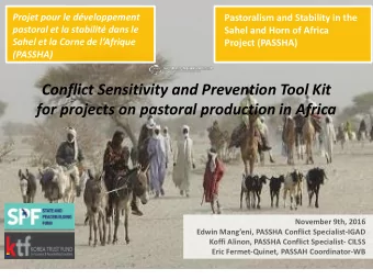 Conflict Sensitivity and Prevention Tool Kit  for projects on pastoral production in Africa