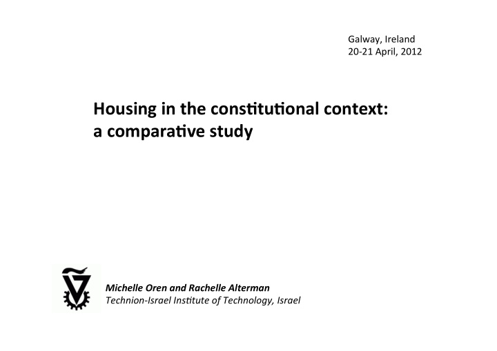 housing in the cons tu onal context a compara ve study