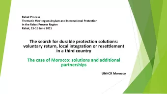 in a third country  The case of Morocco: solutions and additional  partnerships  UNHCR Morocco