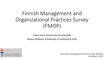 (FMOP)  Paavo Hurri (University of Jyvskyl)  Roope Ohlsbom (University of Jyvskyl &amp;