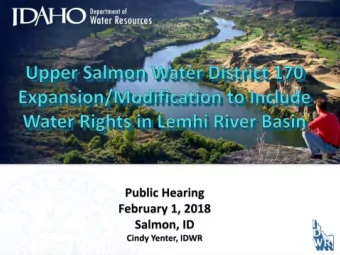 Public Hearing  February 1, 2018  Salmon, ID  Cindy Venter, IDWR  IDWR Public Meeting  Public