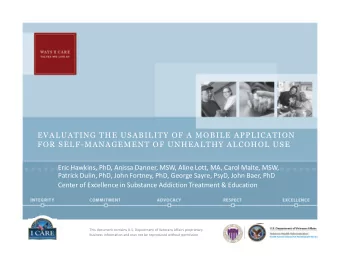 EVALUATING THE USABILITY OF A MOBILE APPLICATION  FOR SELF-MANAGEMENT OF UNHEALTHY ALCOHOL USE