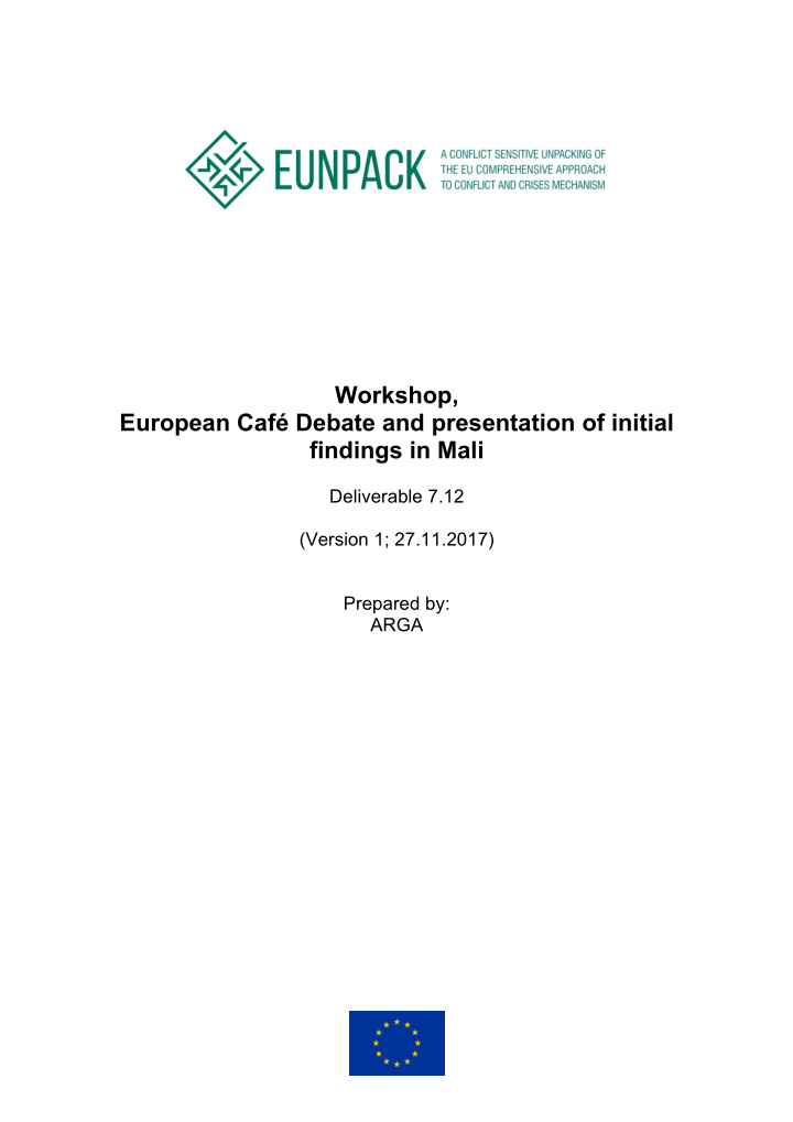 workshop european caf debate and presentation of initial