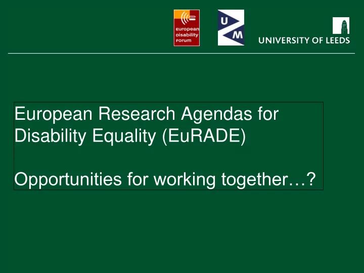 disability equality eurade