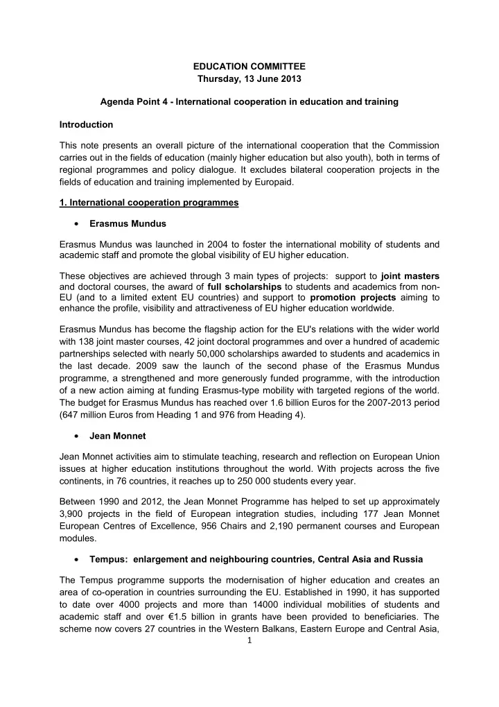 education committee thursday 13 june 2013 agenda point 4