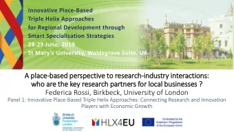 A pla  lace-based perspective to research-in  industry  ry in  interactions:  who are the key