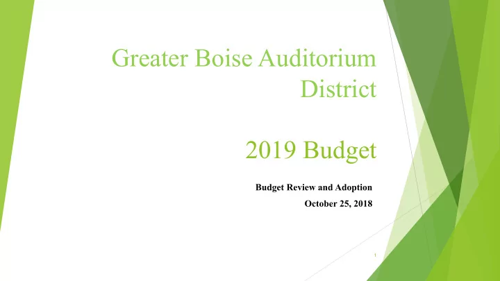 greater boise auditorium district 2019 budget