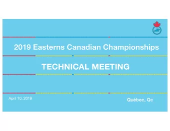 TECHNICAL MEETING  April 10, 2019  Qubec, Qc  INTRODUCTION  Organizing Committee  National Meet