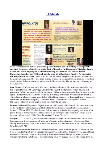 31  Metals  These four sources of ancient past writings show that it is not a new thing to