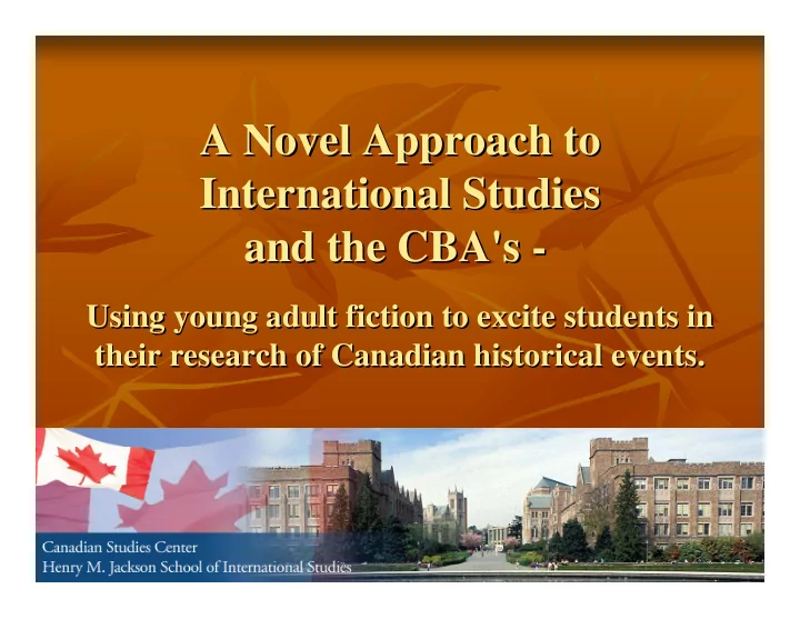 a novel approach to a novel approach to international