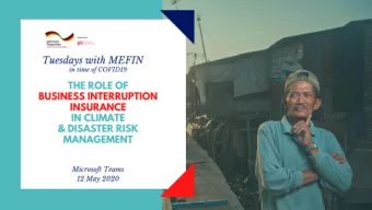 Welcome!  Tuesdays  with MEFIN REGULATORY FRAMEWORK PROMOTION OF PRO-POOR INSURANCE MARKETS IN ASIA