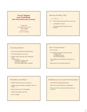 1  Using the Results from Poverty Mapping   Similar problem as to 2SLS estimate. Adjustment