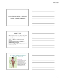 acute abdominal pain in children