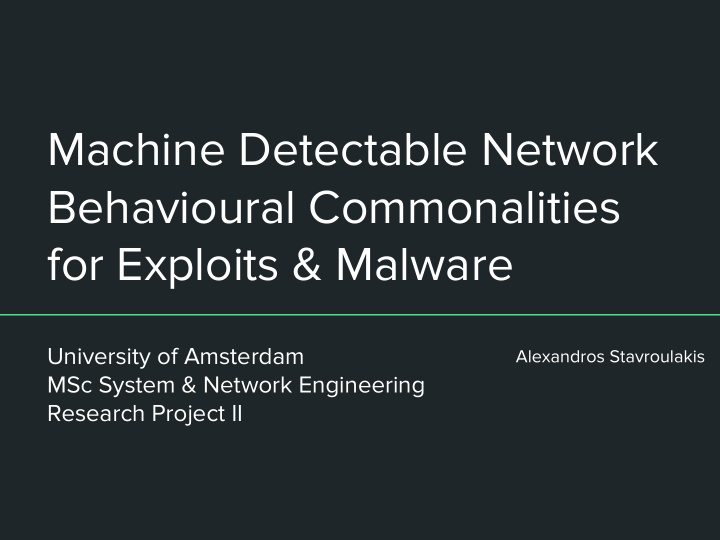 machine detectable network behavioural commonalities for