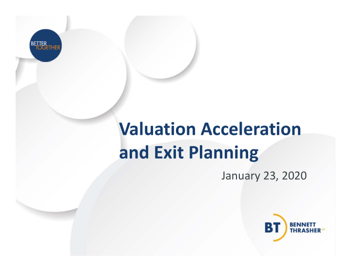 valuation acceleration and exit planning