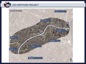 I-84 Mainline Crosses RR Twice  Why I-84 was elevated when constructed in 1960s  Currently 80% of