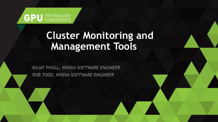 cluster monitoring and management tools