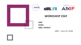 WORKSHOP ESEF  AMF  ESMA  XBRL FRANCE AMF  June 25, 2018  SCOPE OF APPLICATION  1  2  An