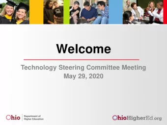 Welcome  Technology Steering Committee Meeting  May 29, 2020  Career-Technical Articulation
