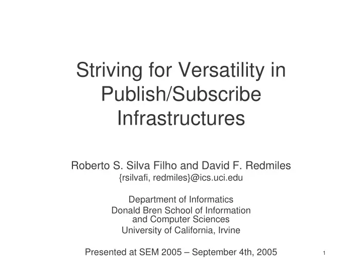 striving for versatility in striving for versatility in