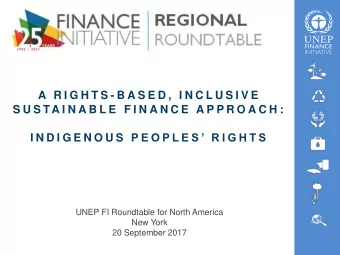 A  R I G H T S - B A S E D ,  I N C L U S I V E  S U S TA I N A B L E  F I N A N C E  A P P R O A C