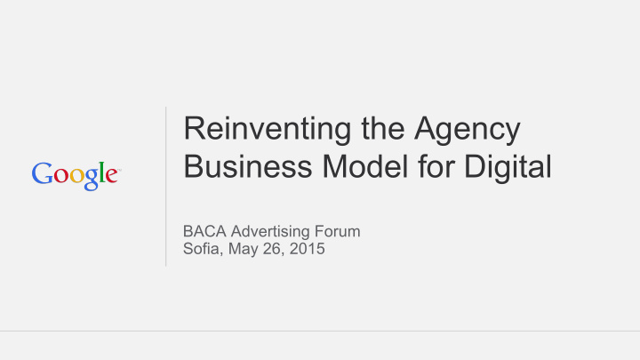 reinventing the agency business model for digital