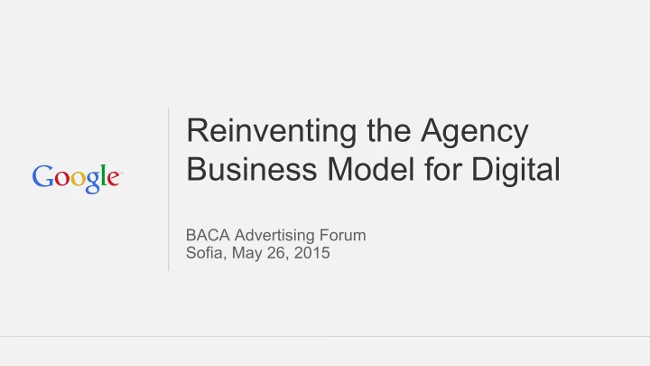 reinventing the agency business model for digital