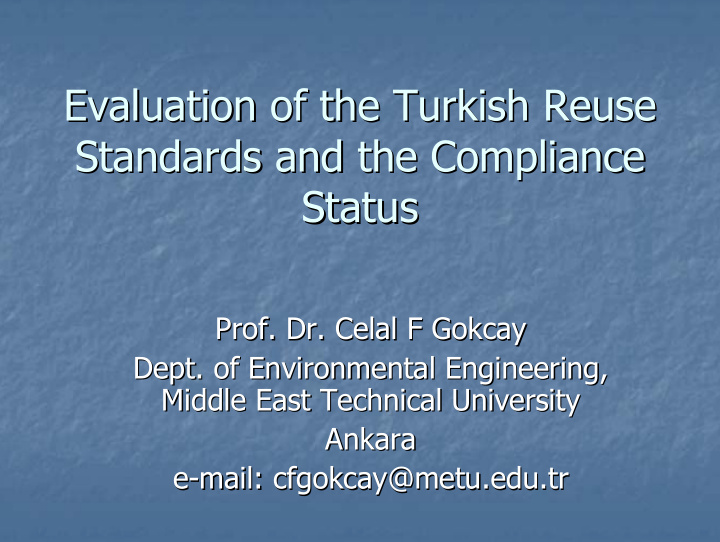 evaluation of the of the turkish turkish reuse reuse