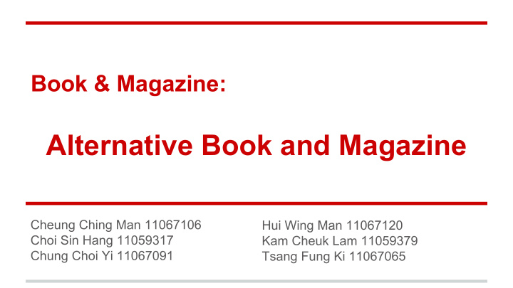 alternative book and magazine