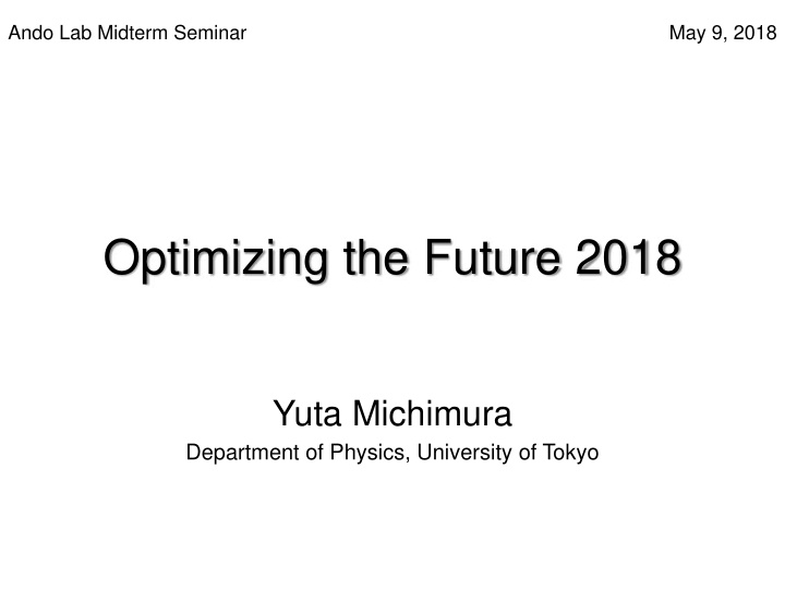 optimizing the future 2018