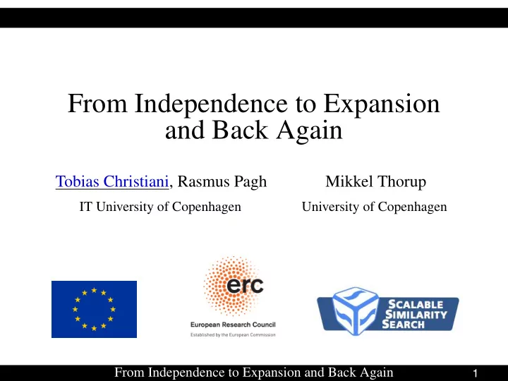 from independence to expansion and back again