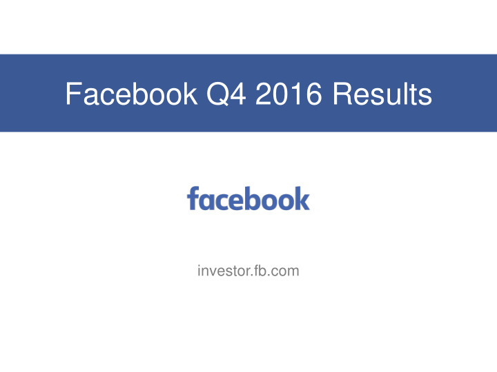 facebook q4 2016 results