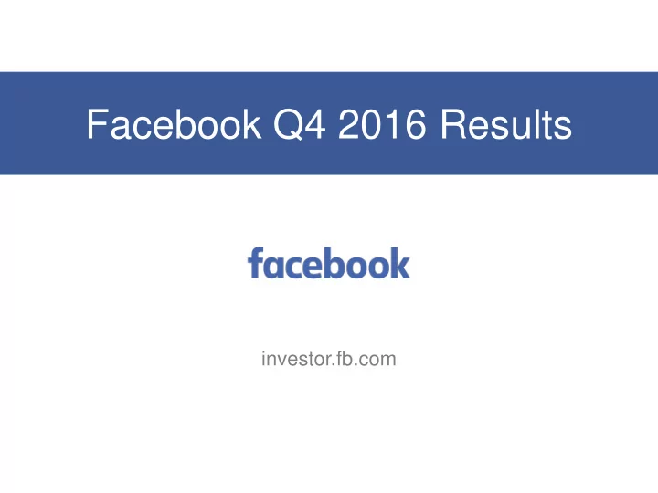 facebook q4 2016 results